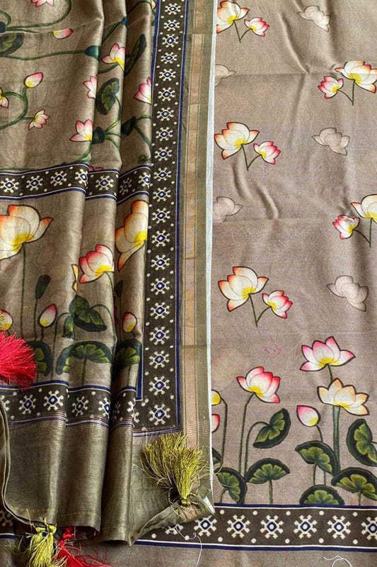 Pastel Banarasi Cotton Suit with Digital Print - Luxurion World
