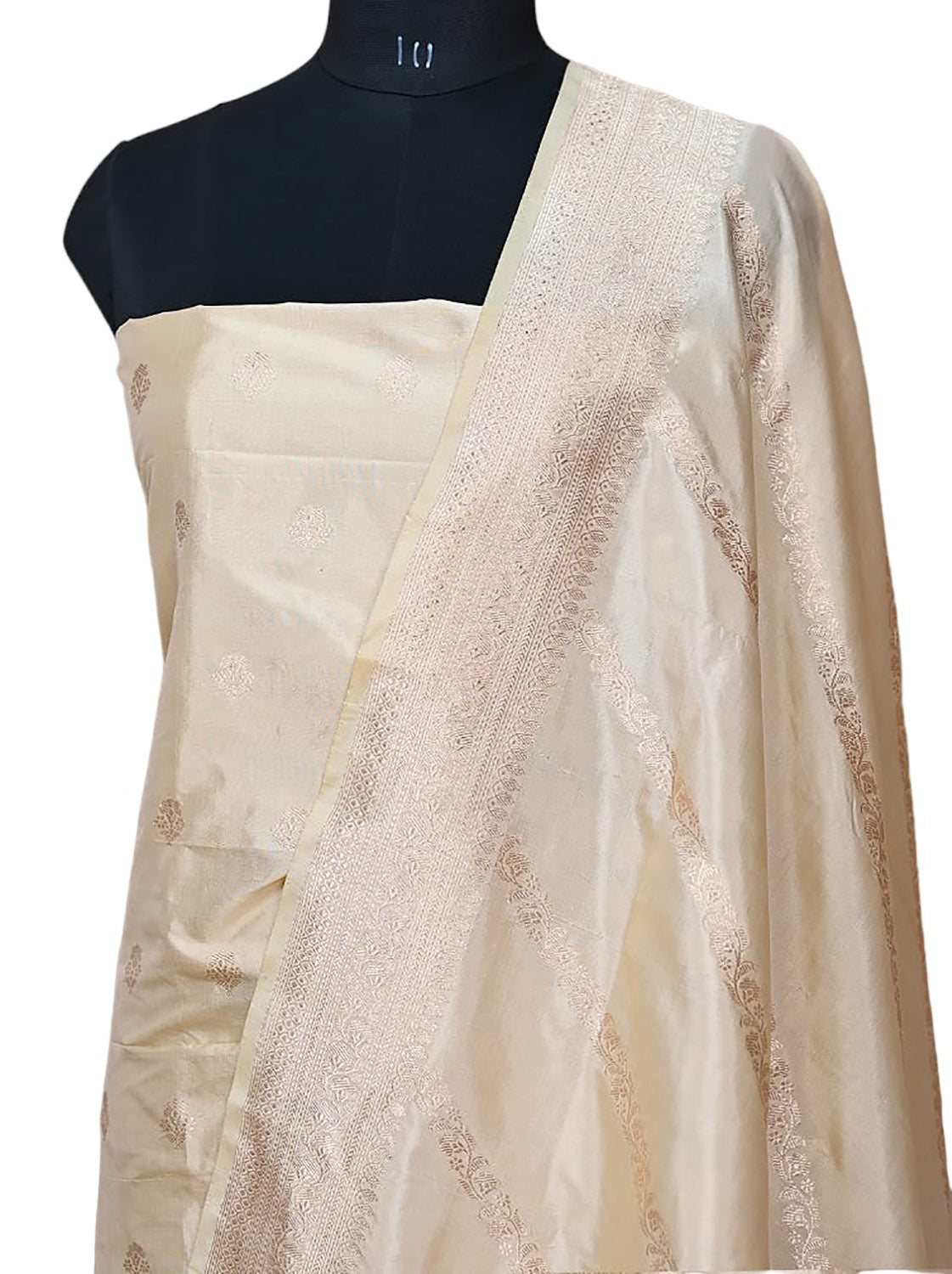 Pure Katan Silk Banarasi Handloom Suit Set in Pastel Hues - Luxurion World