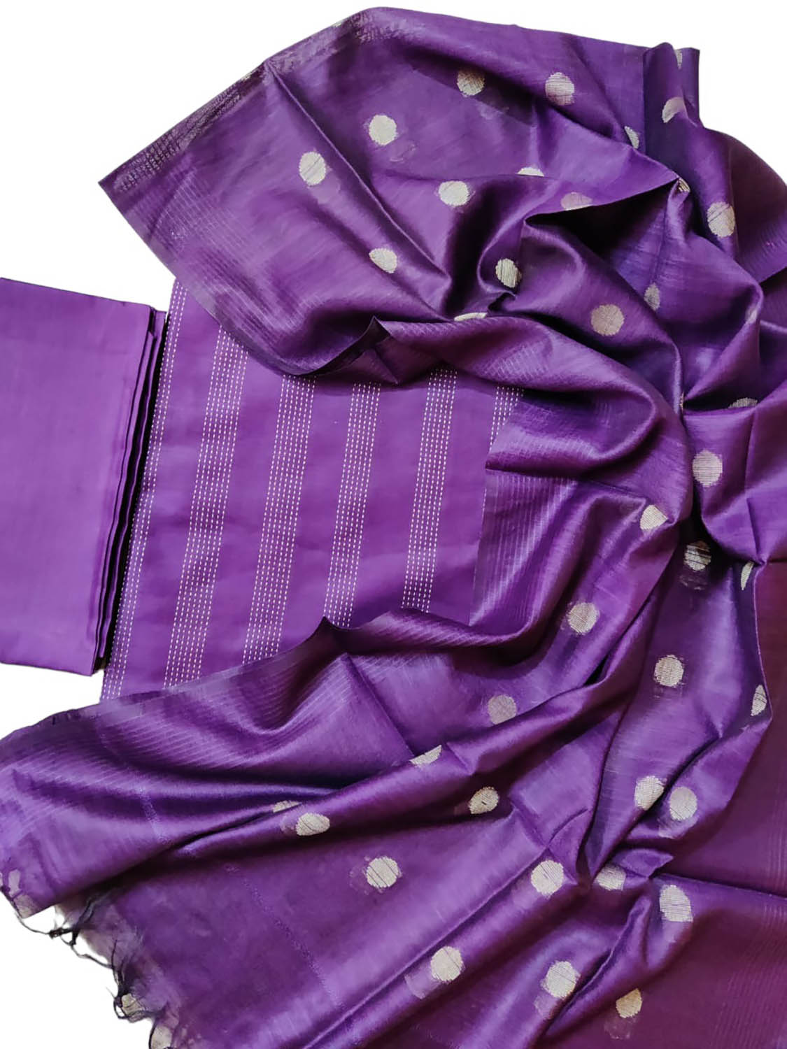 Stylish Purple Bhagalpur Cotton Silk Suit Set - Unstitched - Luxurion World