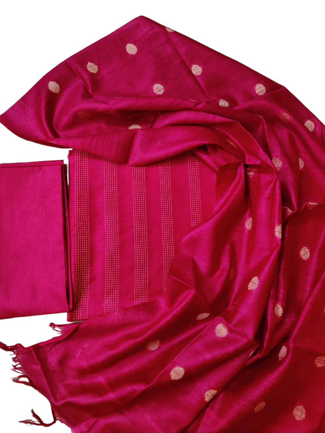 Stylish Pink Bhagalpur Cotton Silk Suit Set - Unstitched - Luxurion World