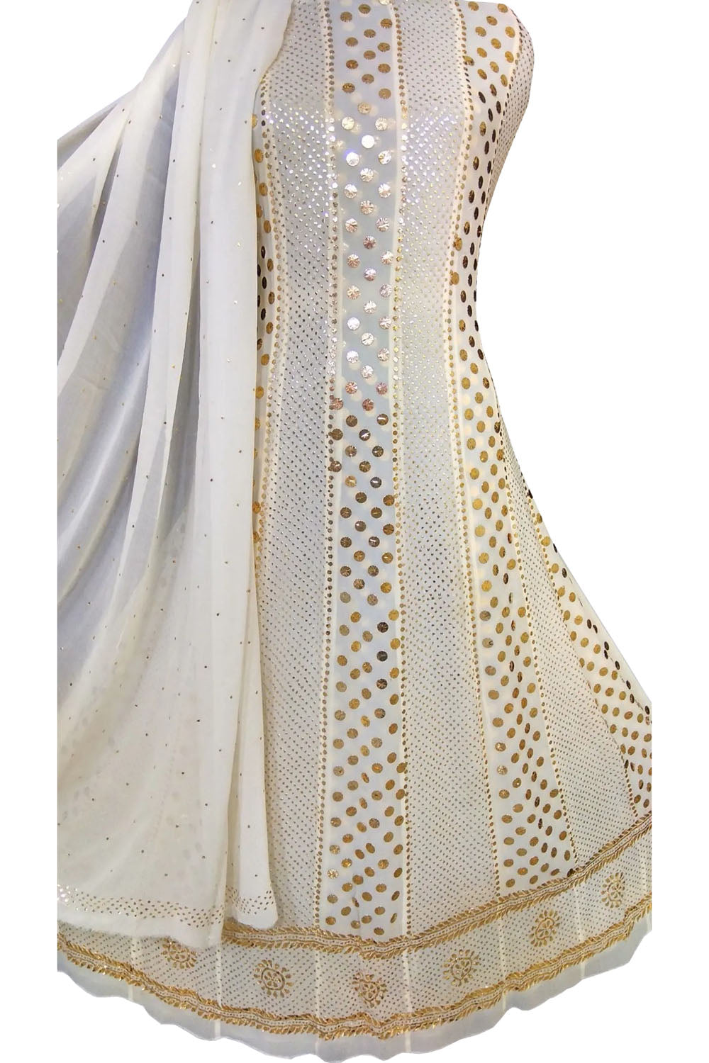 Dyeable Pure Georgette Mukaishwork Anarkali Unstitched Suit Set - Luxurion World