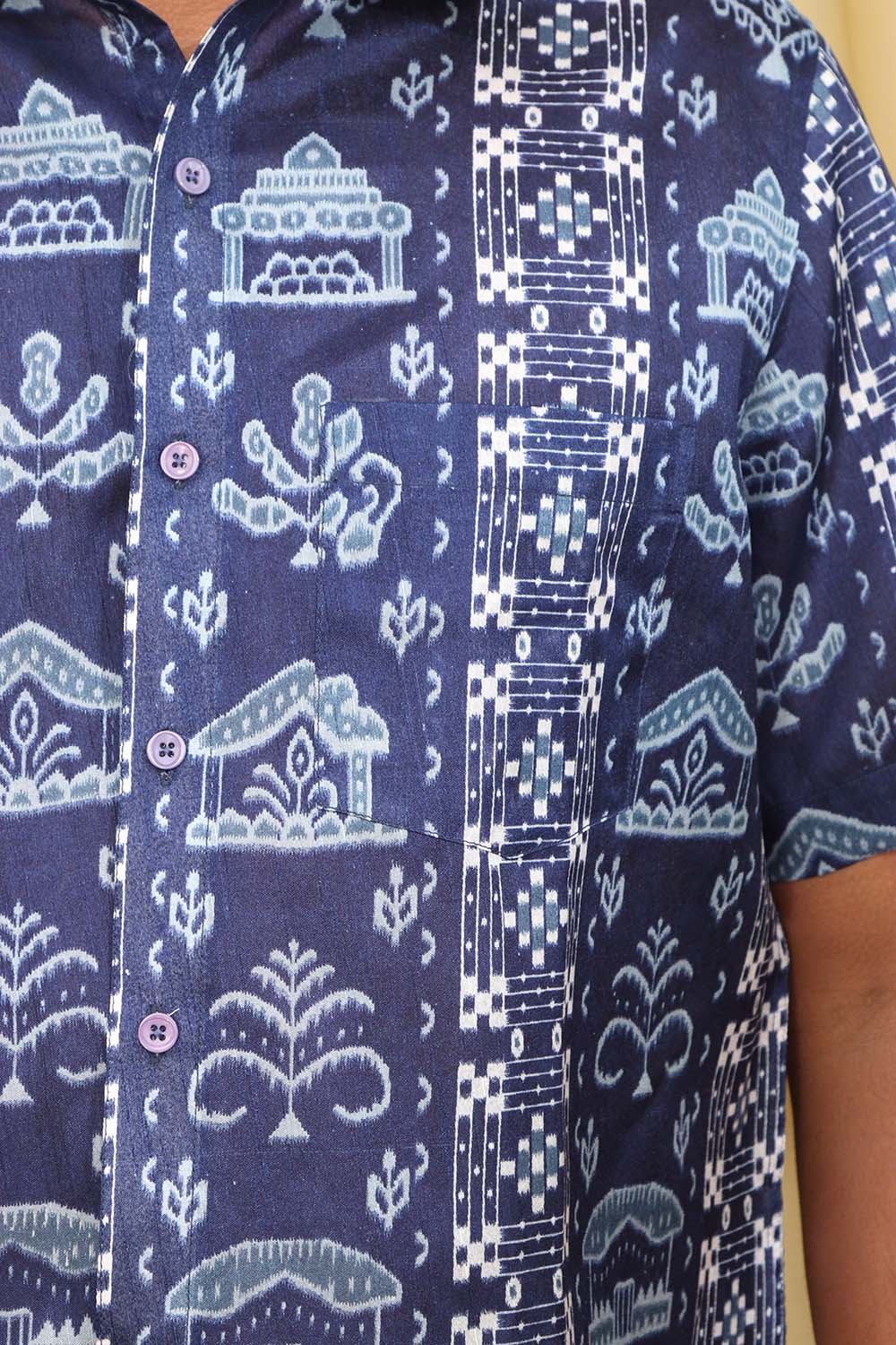 Blue Silk Sambalpuri Print Shirt: Digital Printed - Luxurion World