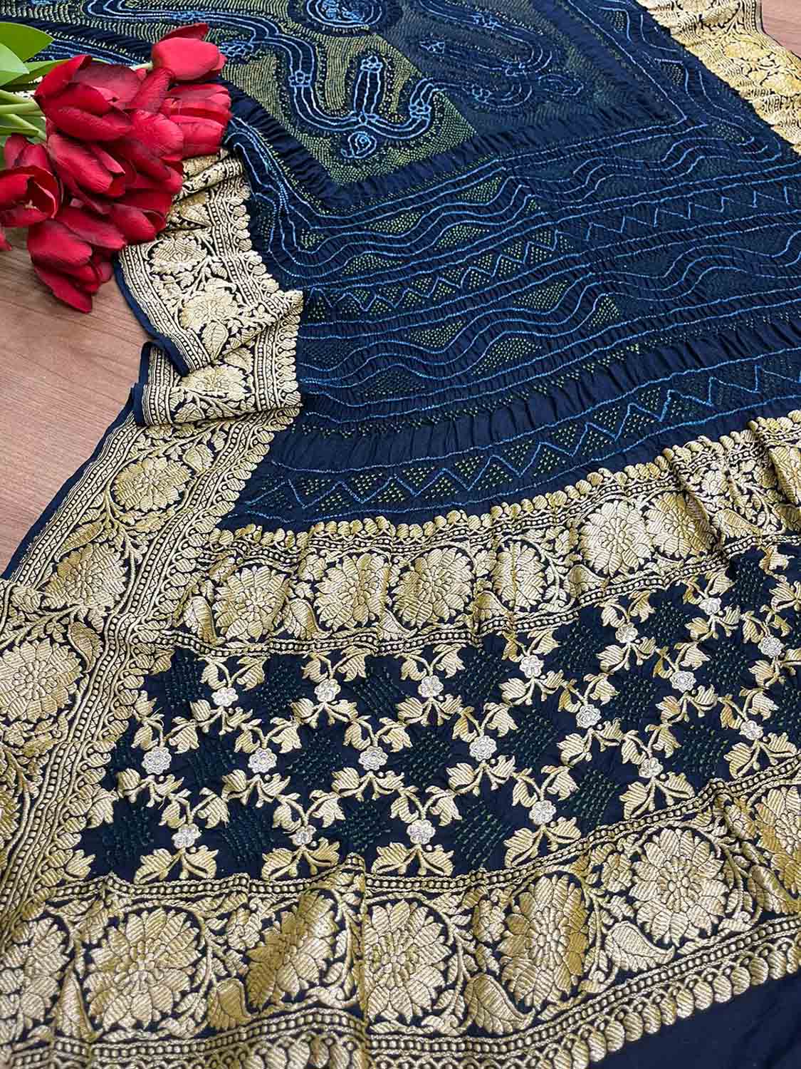 Stunning Blue Bandhani Georgette Dupatta for Elegant Attire - Luxurion World