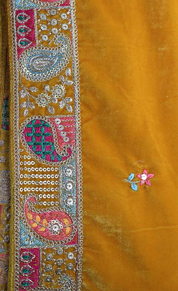Yellow Embroidered Trendy Velvet Dupatta - Luxurion World