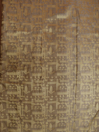 Grey Handloom Banarasi Pure Katan Silk Fabric (1 Mtr) - Luxurion World