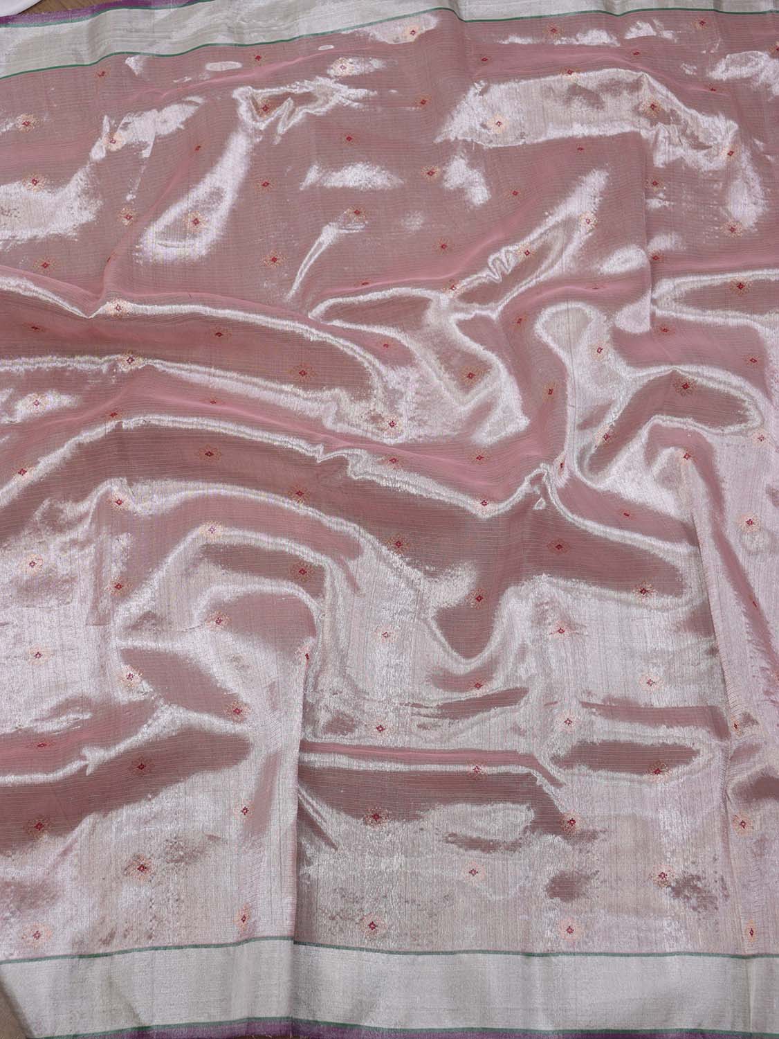 Pink Handloom Kota Doria Real Zari Saree - Luxurion World