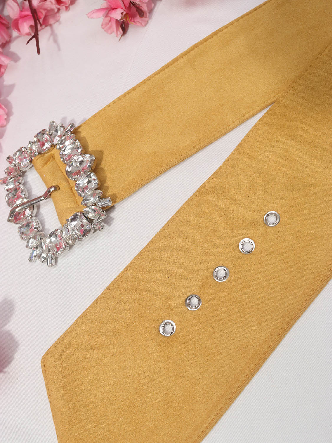 Rhinestone Buckle Belt - Suede Finish | Professional Accessory - Luxurion World