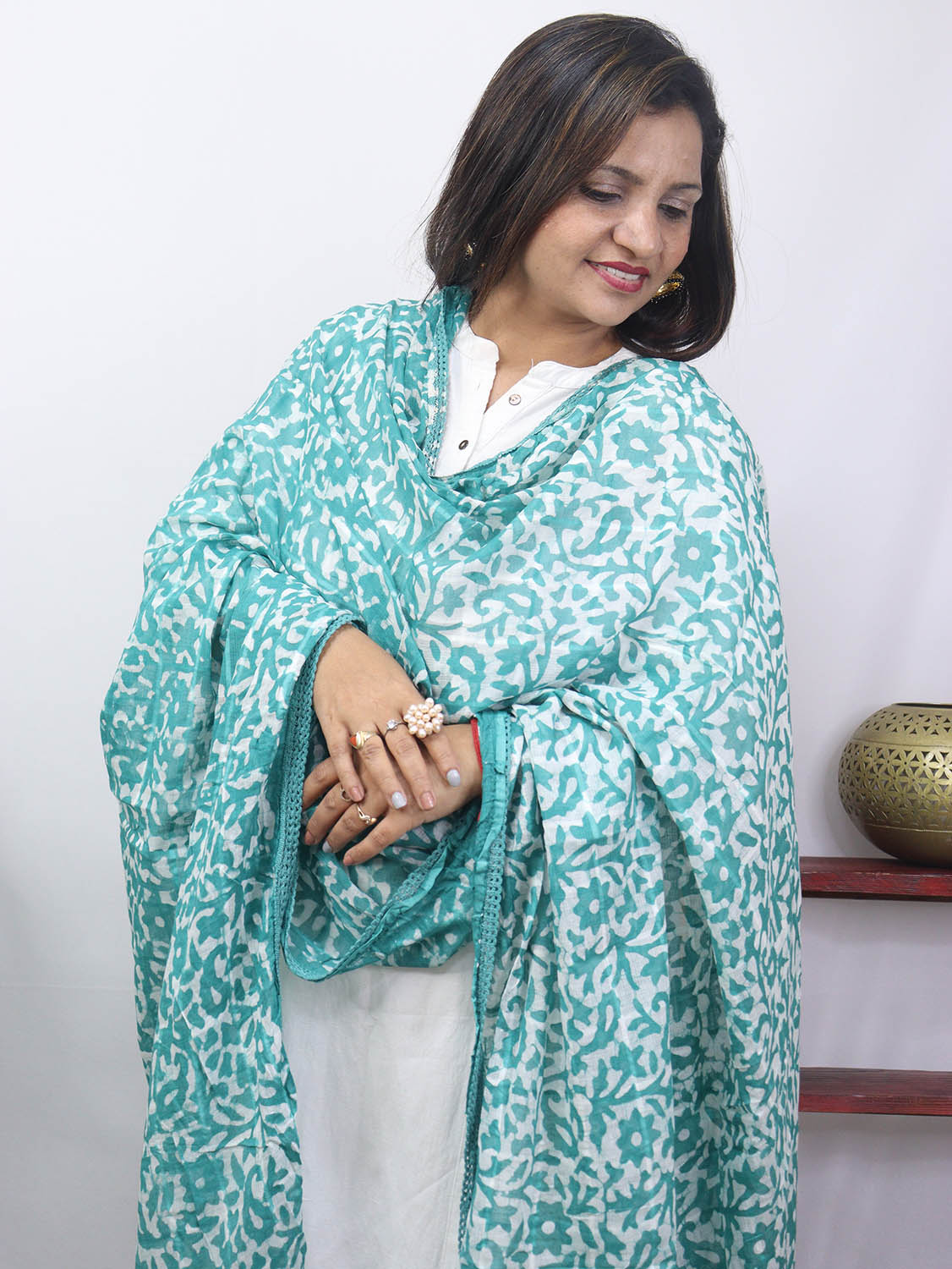 Blue Batik Cotton Dupatta - Luxurion World