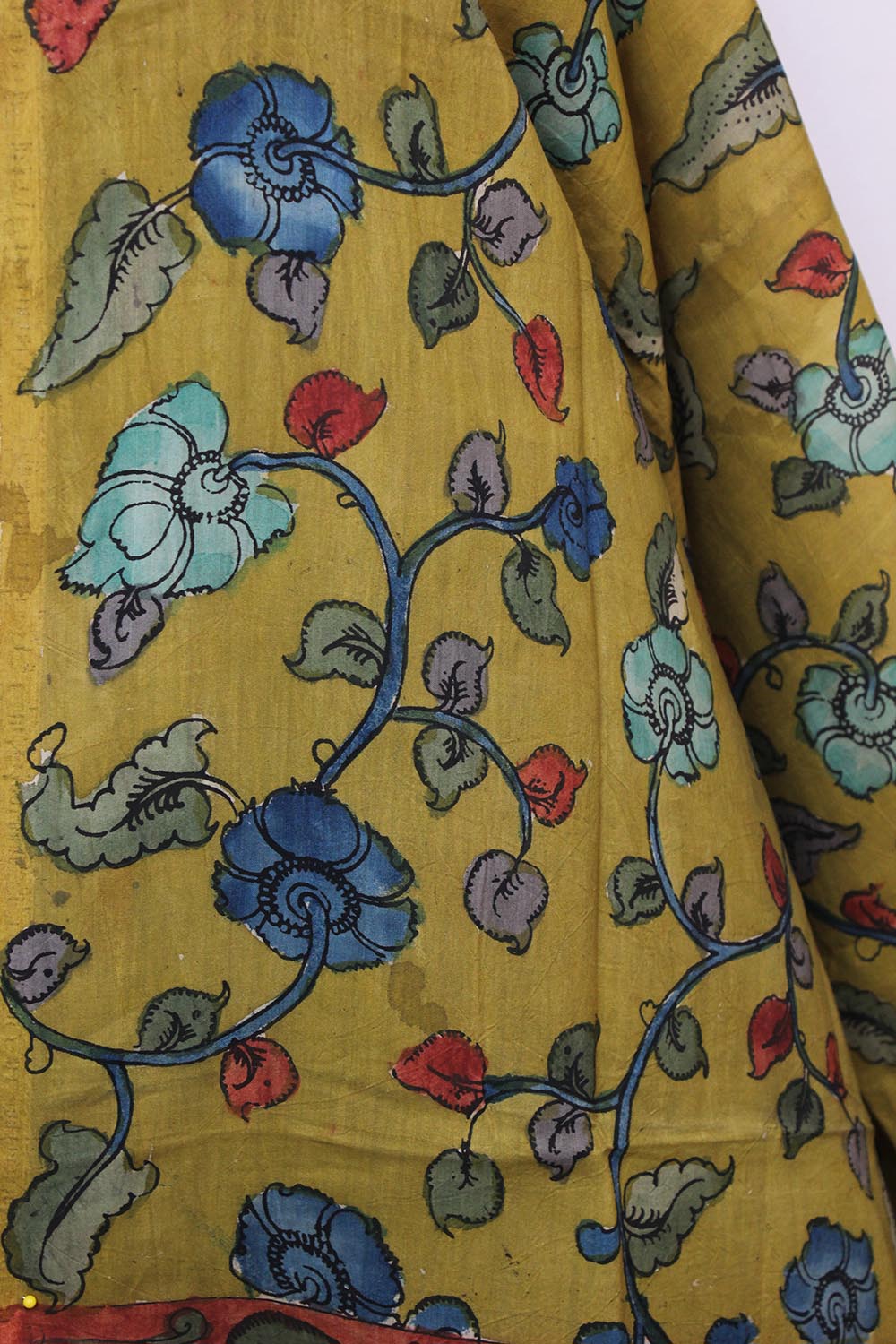 Stunning Yellow Pen Kalamkari Pure Silk Dupatta - Perfect for Any Occasion - Luxurion World