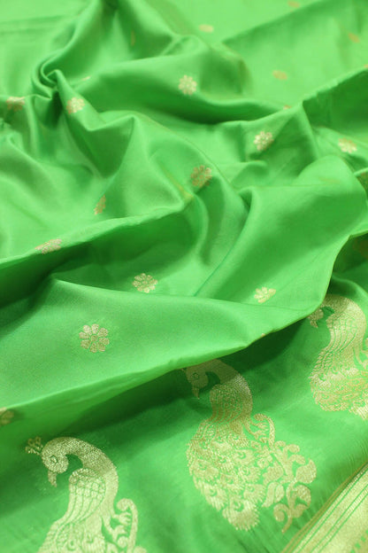 Green Paithani Silk Peacock Design Dupatta - Luxurion World