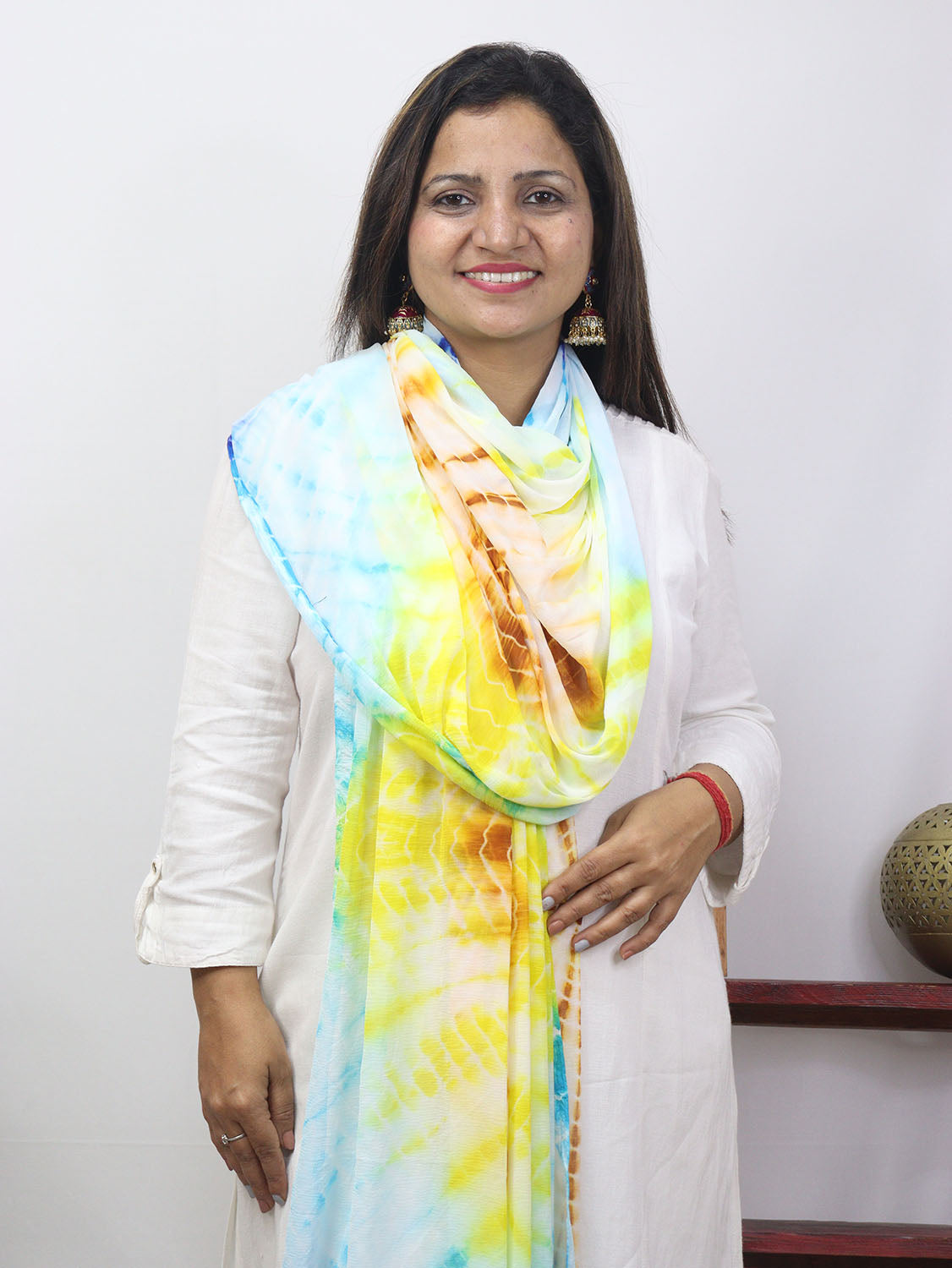 Multicolor Tie And Dye Chiffon Dupatta - Luxurion World