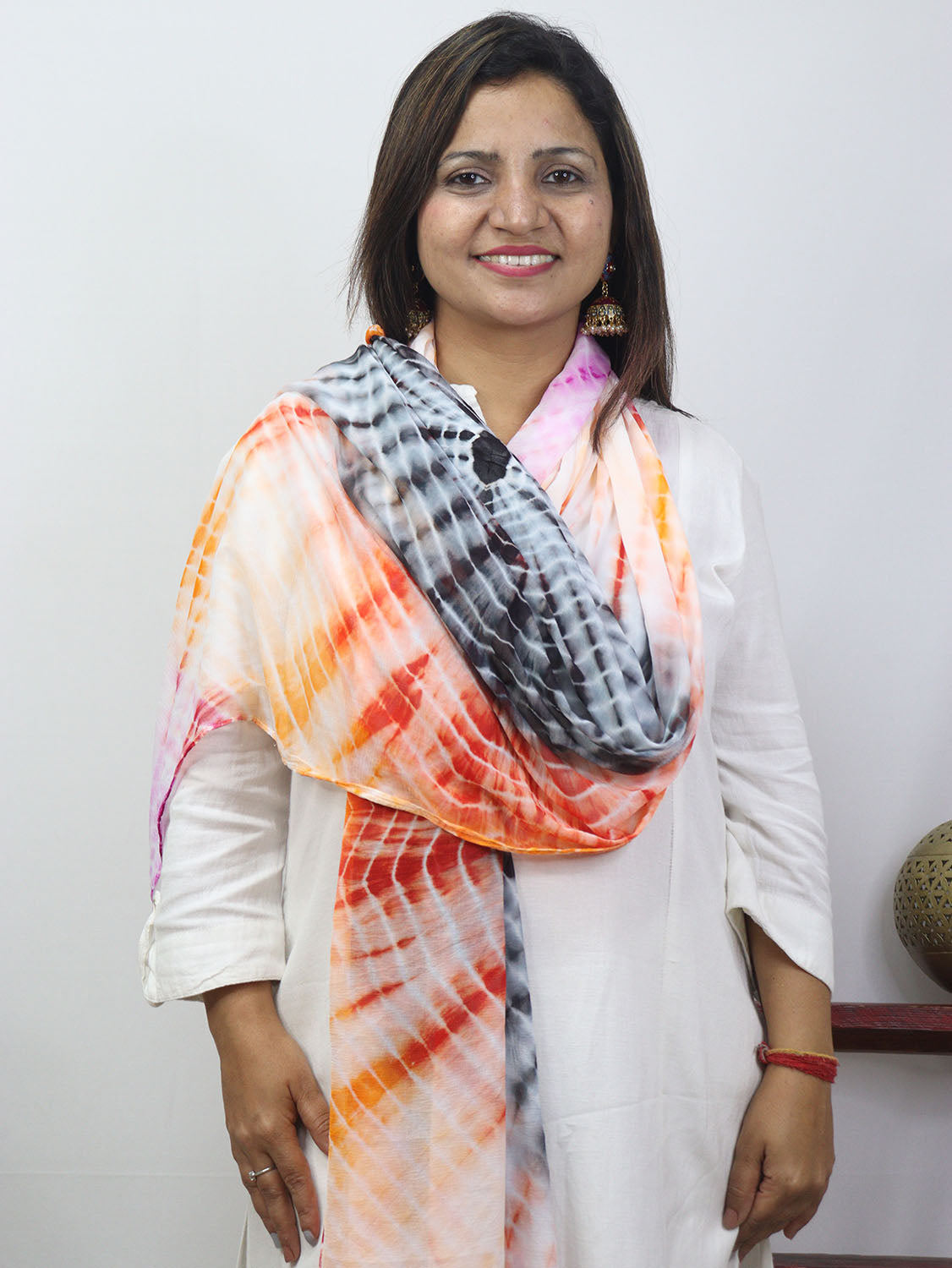 Multicolor Tie And Dye Chiffon Dupatta - Luxurion World