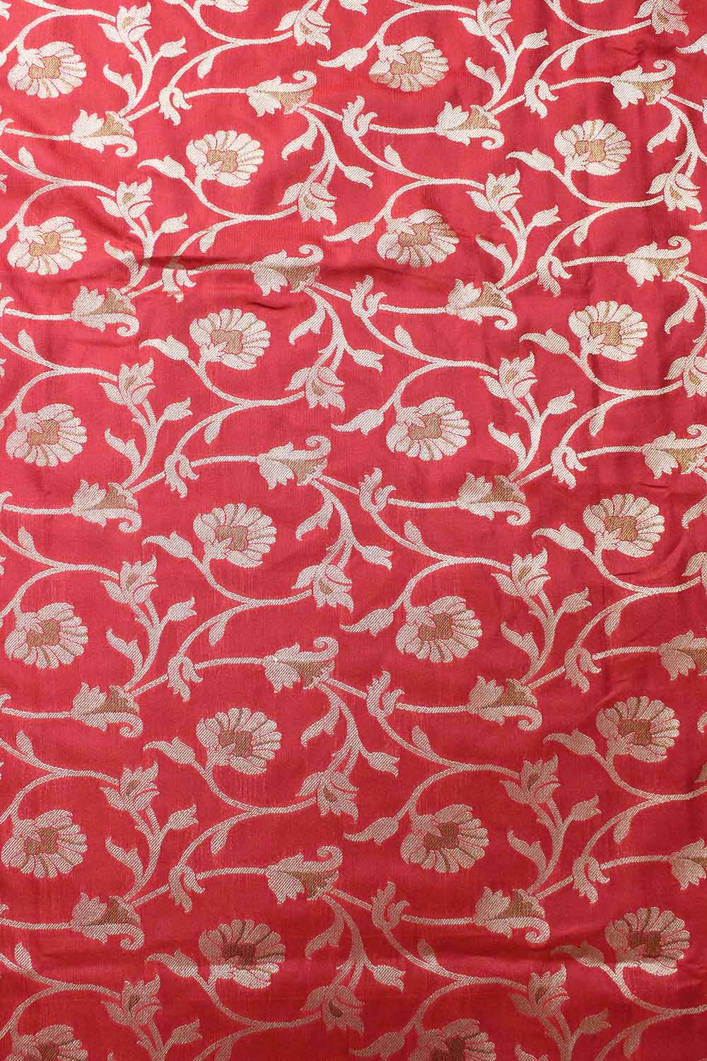Red Banarasi Silk Fabric ( 1 Mtr ) - Luxurion World