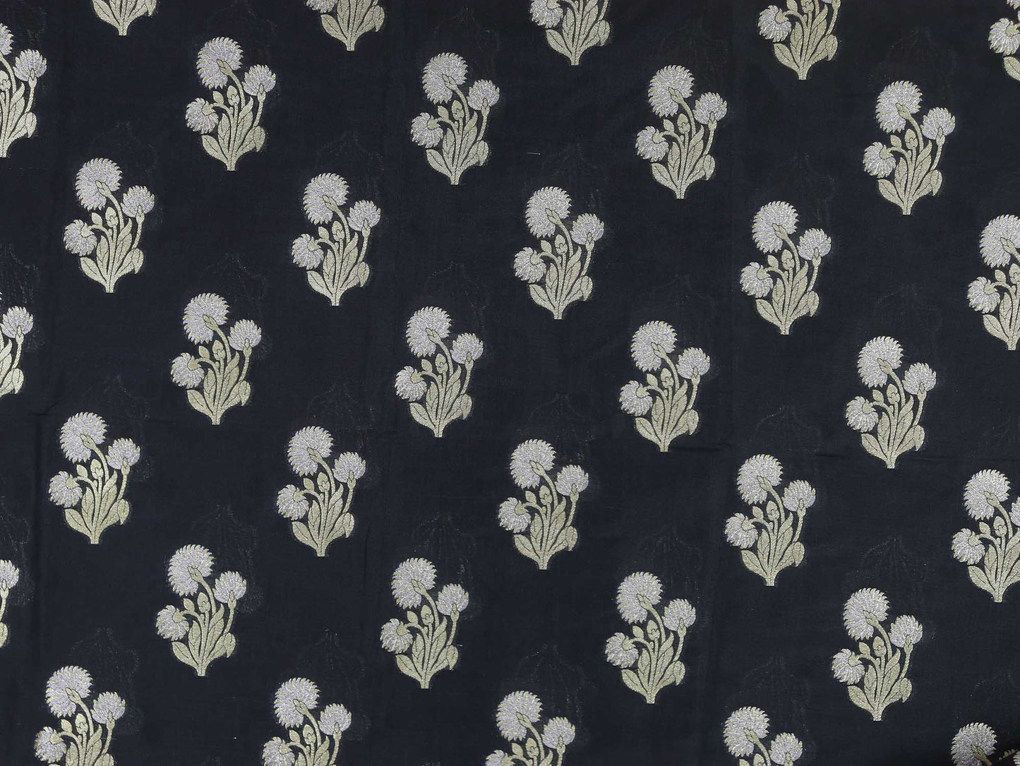 Black Banarasi Silk Fabric ( 1 Mtr ) - Luxurion World