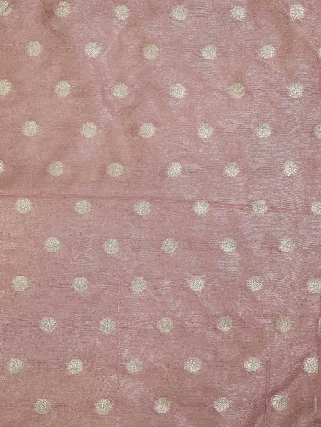 Exquisite Pink Banarasi Tissue Silk Fabric with Zari Booti Design (1 Mtr) - Luxurion World
