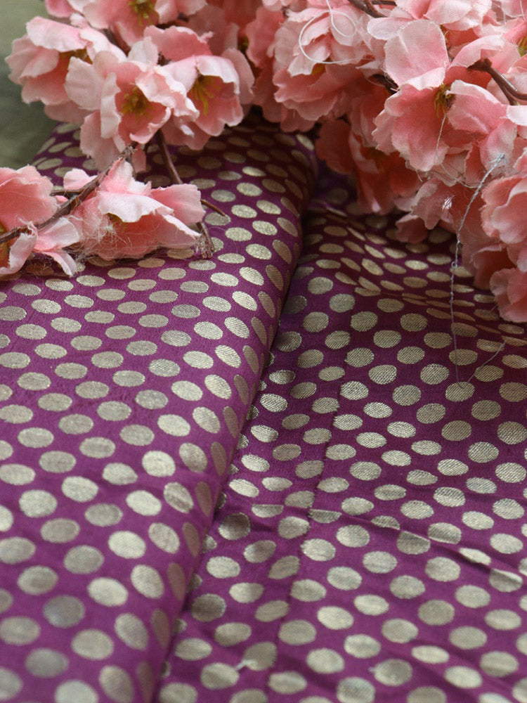 Purple Banarasi Silk Fabric ( 1 Mtr ) - Luxurion World