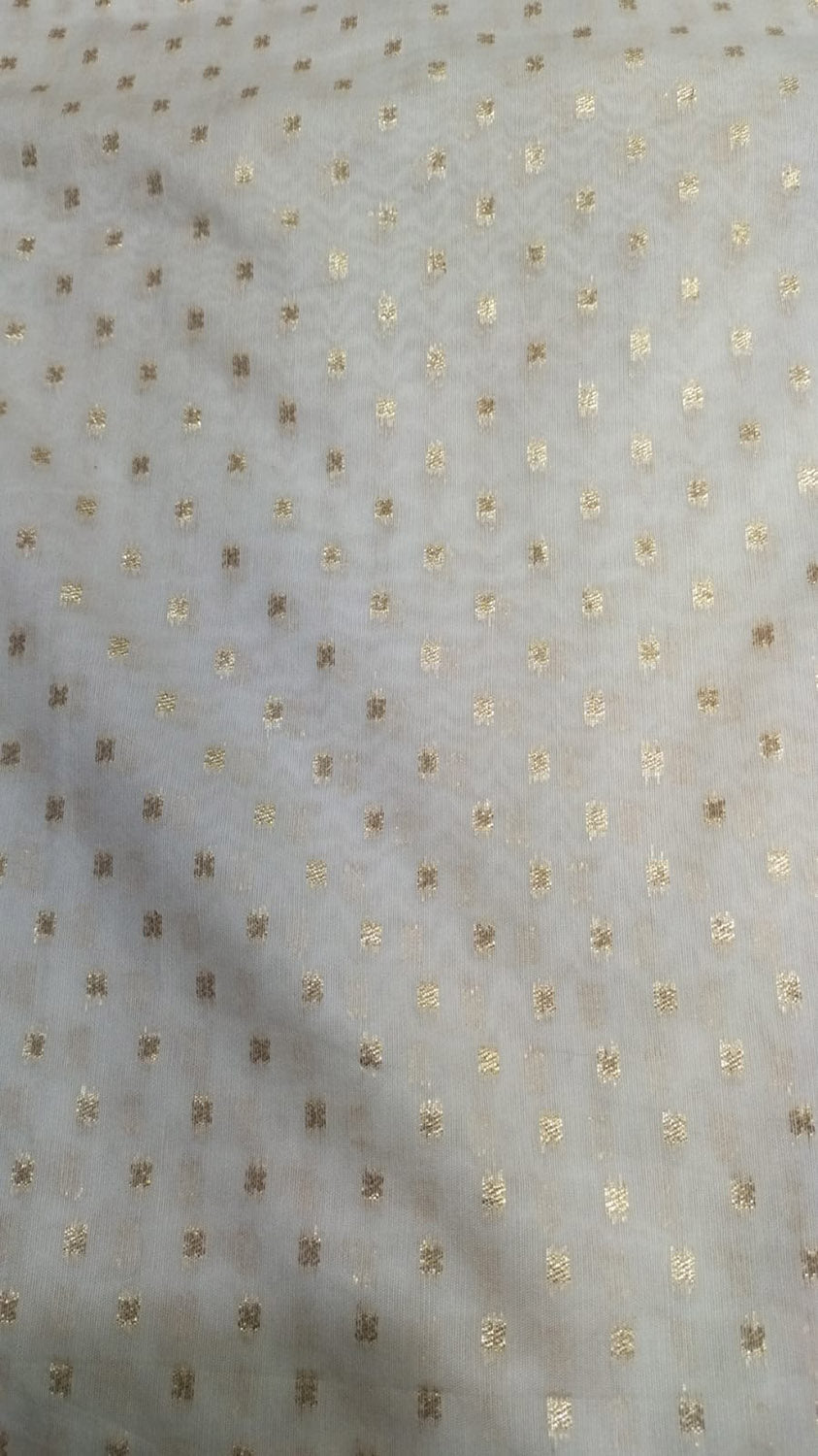Dyeable Banarasi Chanderi Silk Zari Work Fabric ( 1 Mtr ) - Luxurion World