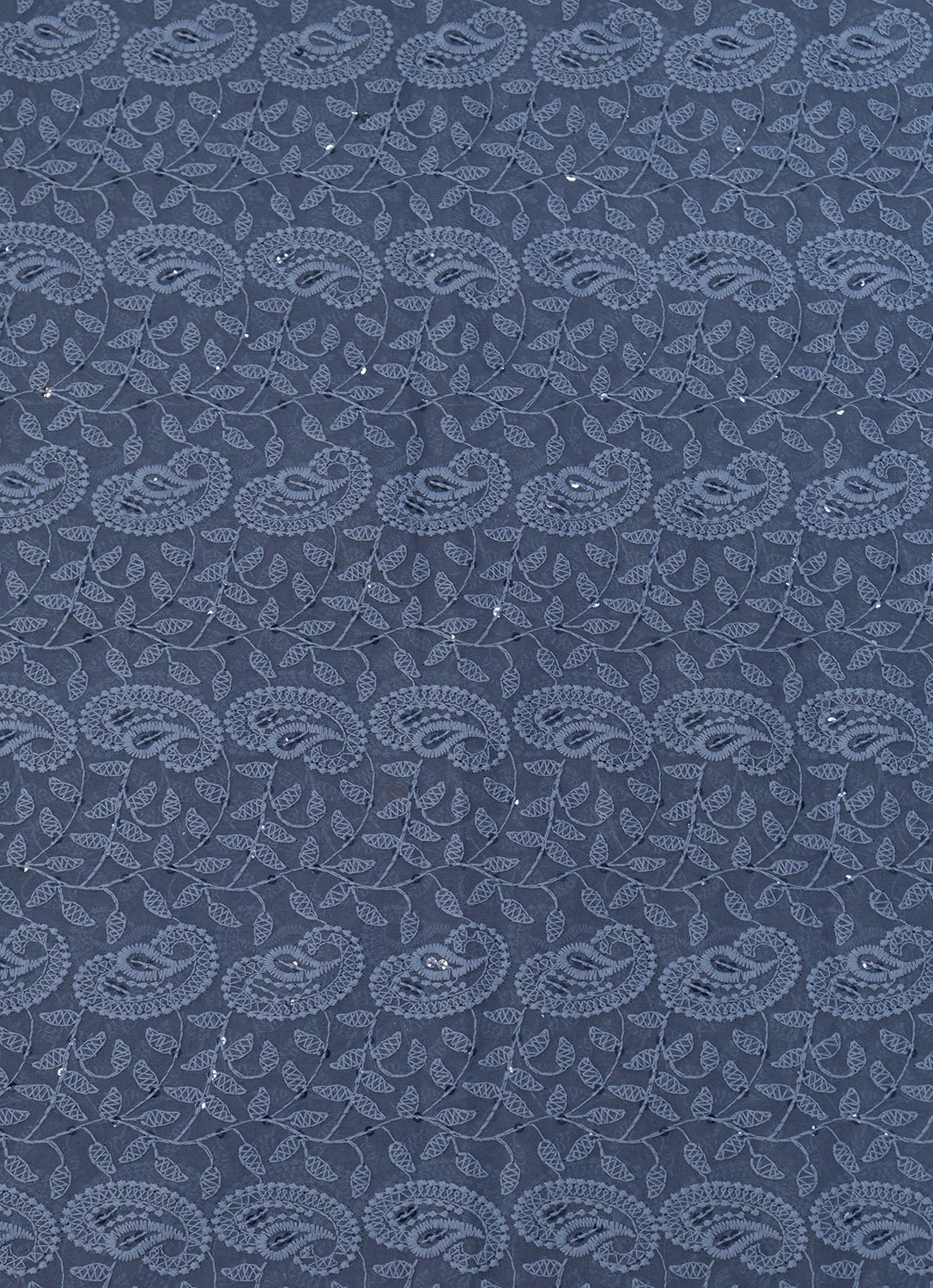 Stunning Blue Chikankari Georgette Fabric with Sequins (1 Mtr) - Luxurion World