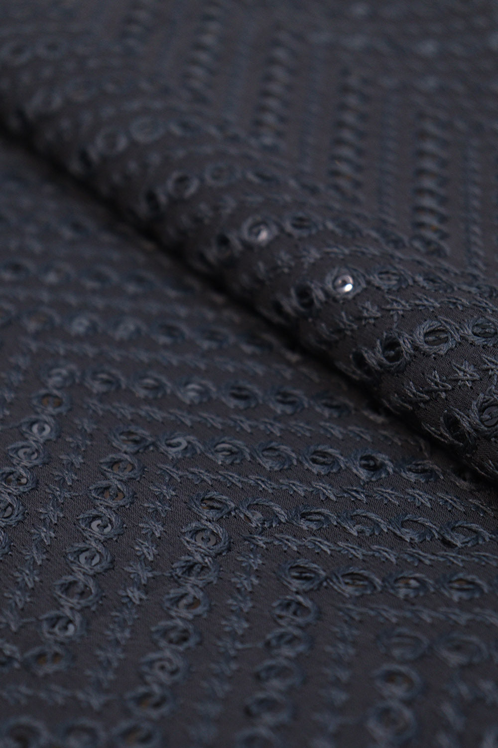 Shop the Stunning Black Chikankari Georgette Fabric with Sequins - 1 Mtr