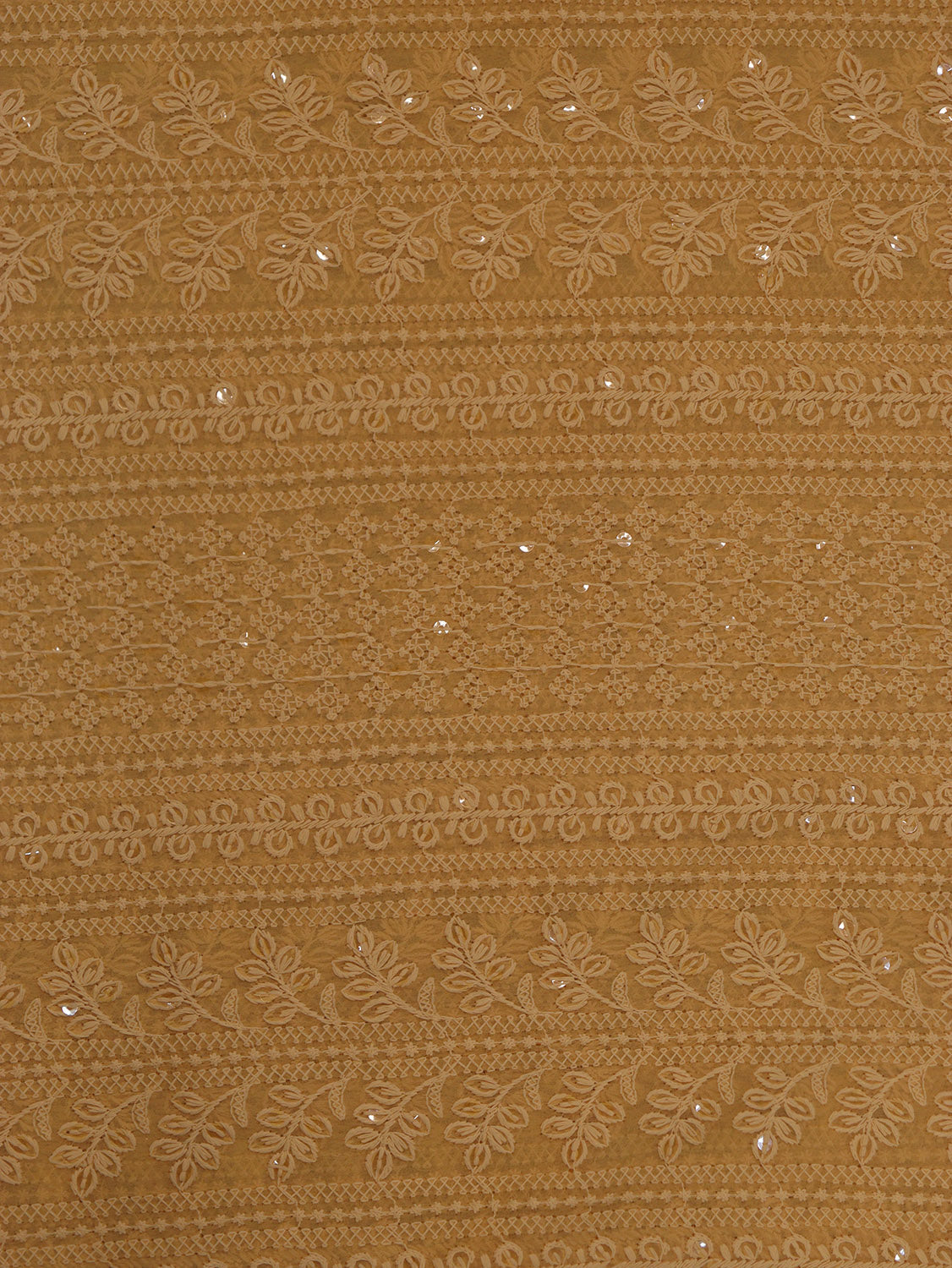 Chikankari Georgette Fabric with Pastel Embroidery & Sequins (1 Mtr) - Luxurion World