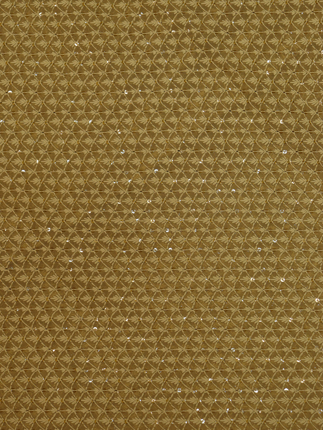 Stunning Ochre Chikankari Georgette Fabric with Sequins (1 Mtr) - Luxurion World