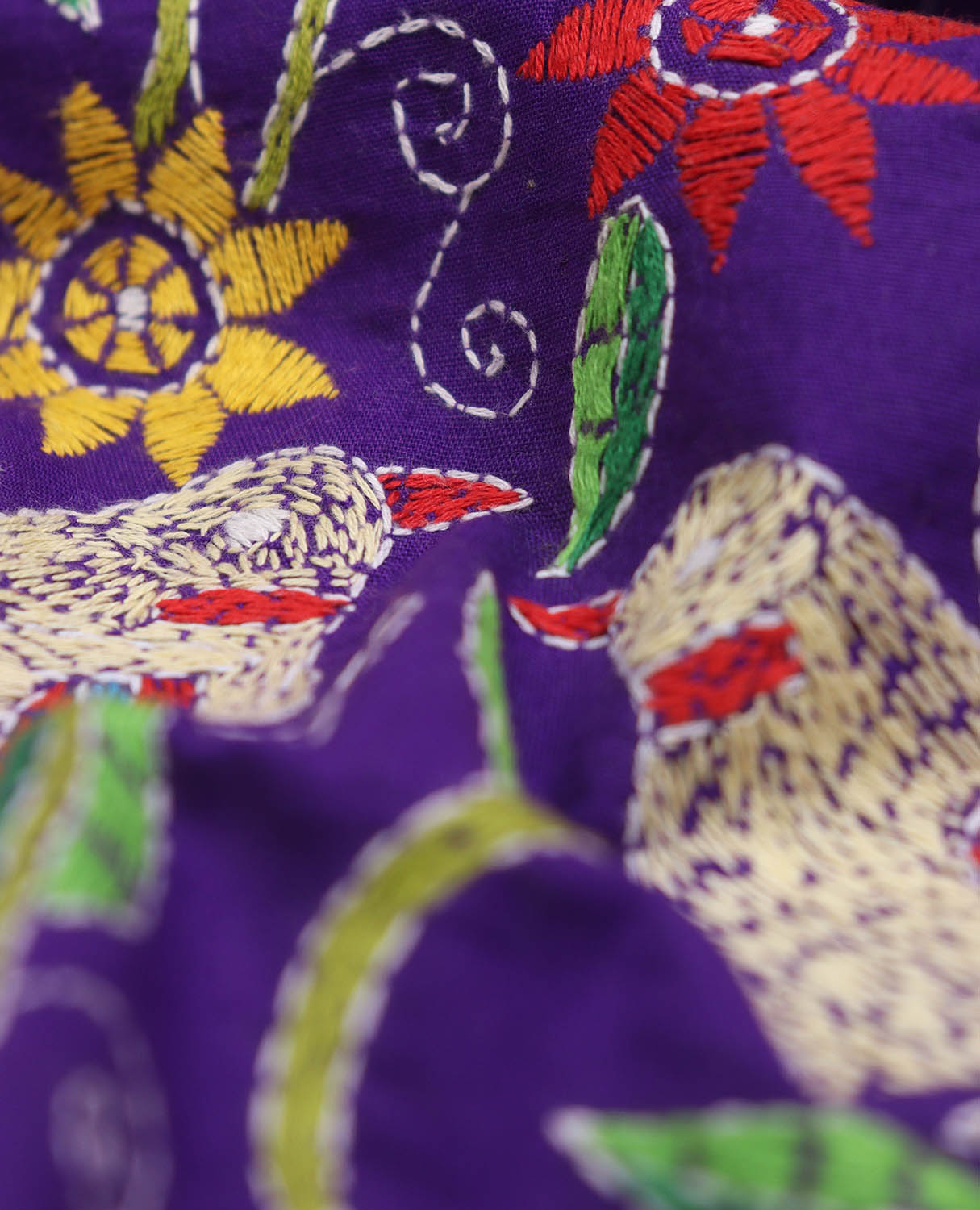 Shop Now: Purple Embroidered Kantha Cotton Blouse Piece Fabric (1 Mtr) - Luxurion World