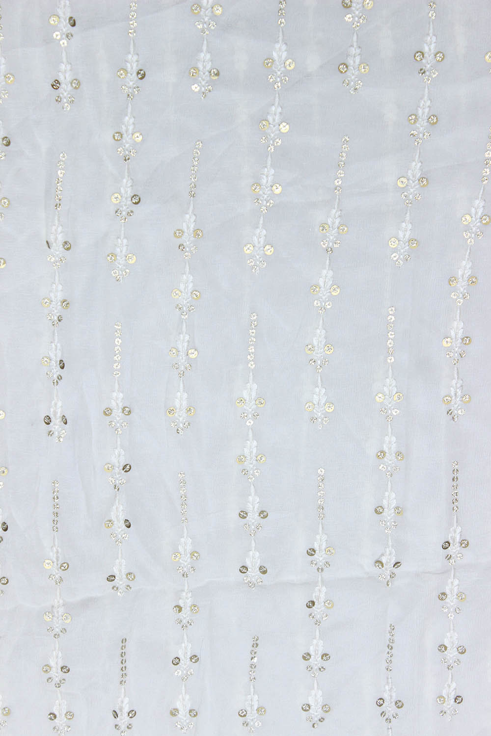 Off White Trendy Georgette Sequins Work Fabric ( 1 Mtr ) - Luxurion World