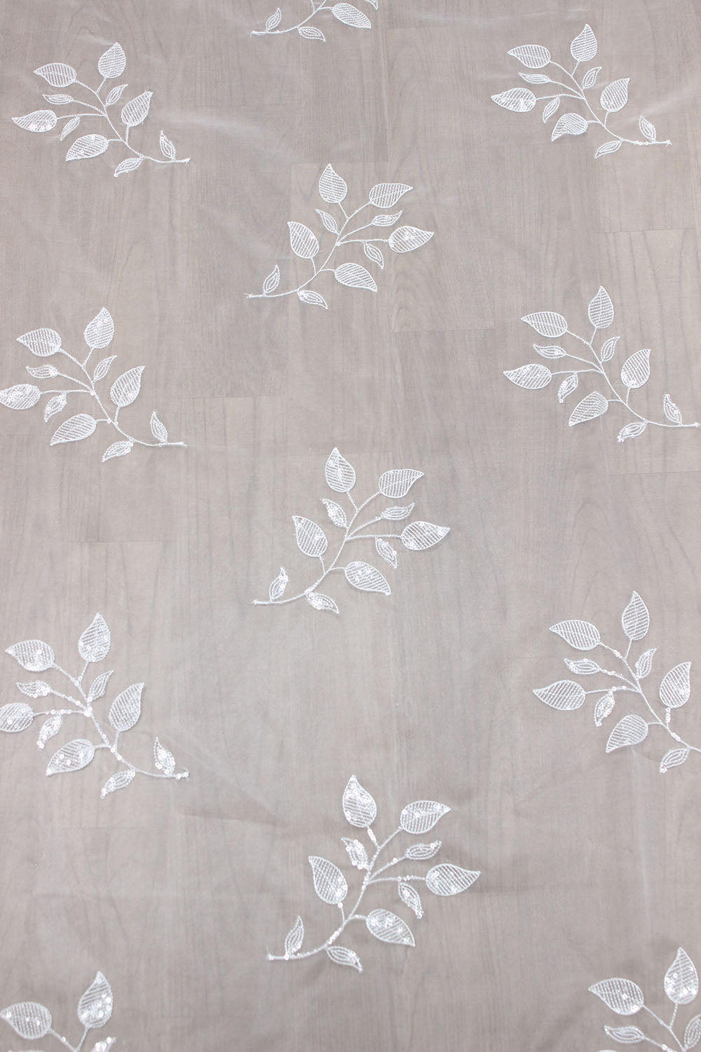 White Trendy Sequins Work Organza Fabric ( 1Mtr ) - Luxurion World