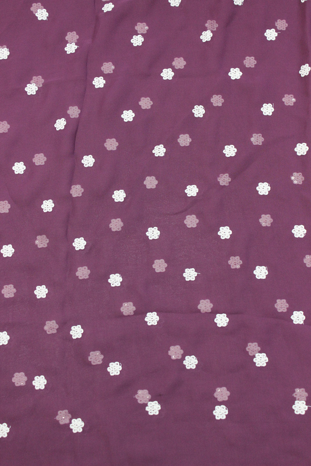 Purple Trendy Georgette Sequins Work Fabric (1 Mtrs) - Luxurion World