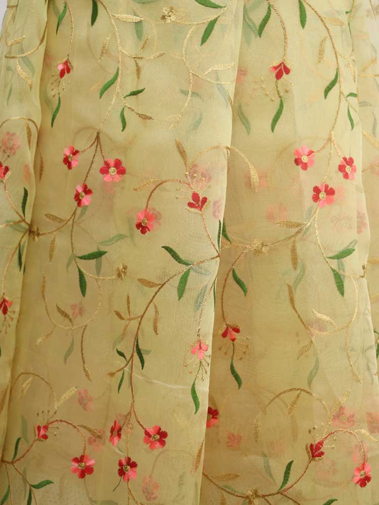 Yellow Embroidered Trendy Organza Lehenga With Satin Silk Blouse Piece Fabric - Luxurion World