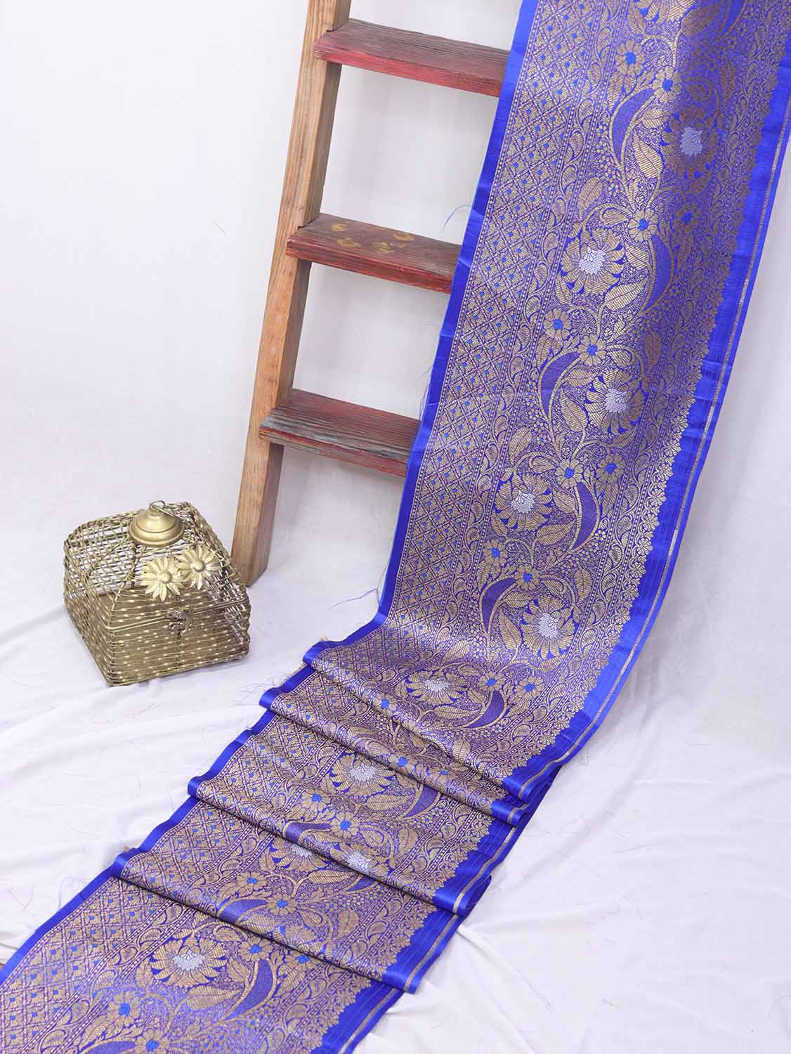 Blue Banarasi Silk Lace ( 1 Mtr ) - Luxurion World