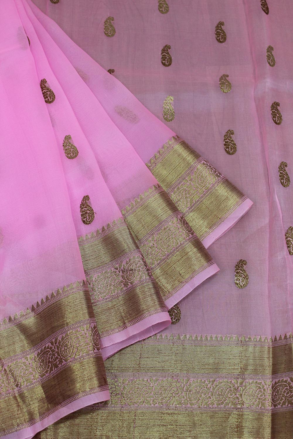 Exquisite Pink Handloom Banarasi Pure Kora Silk Saree - Perfect for Any Occasion - Luxurion World