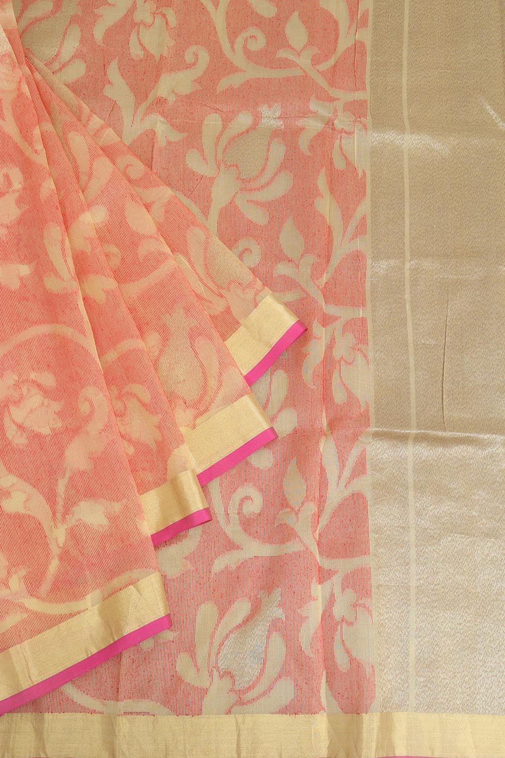 Exquisite Orange Handloom Banarasi Kora Silk Saree - Perfect for Any Occasion! - Luxurion World