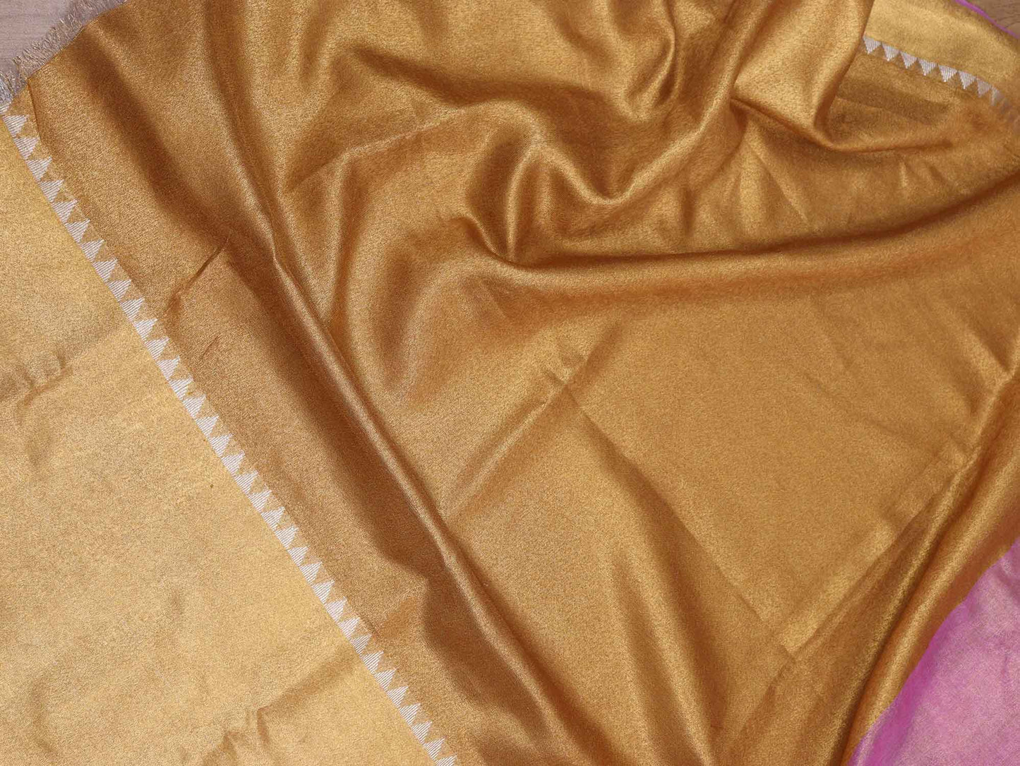 Pink Handloom Bhagalpur Tissue Linen Silk Saree - Luxurion World
