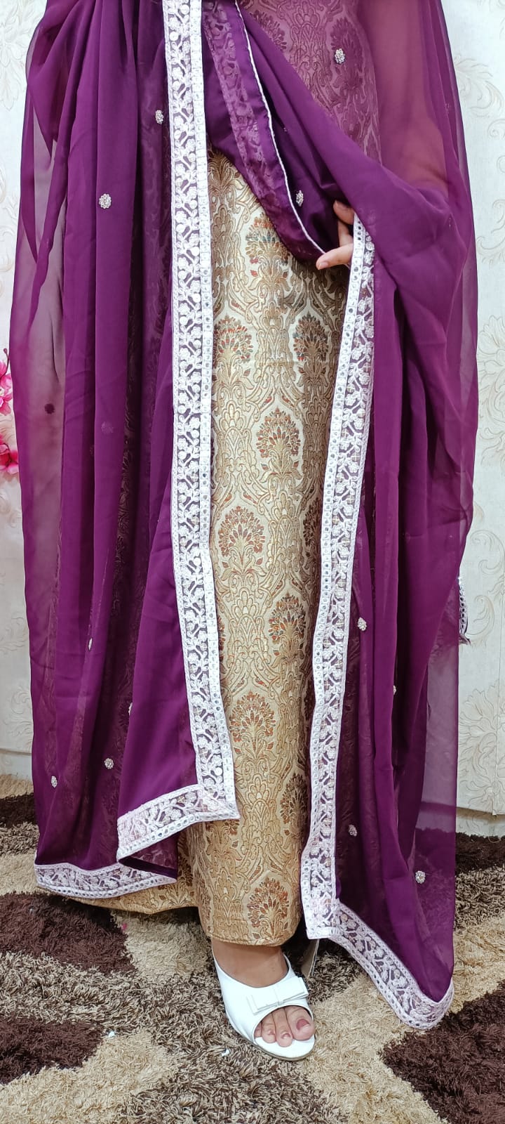 Pastel Banarasi Silk Suit Set With Georgette Trendy Dupatta - Luxurion World