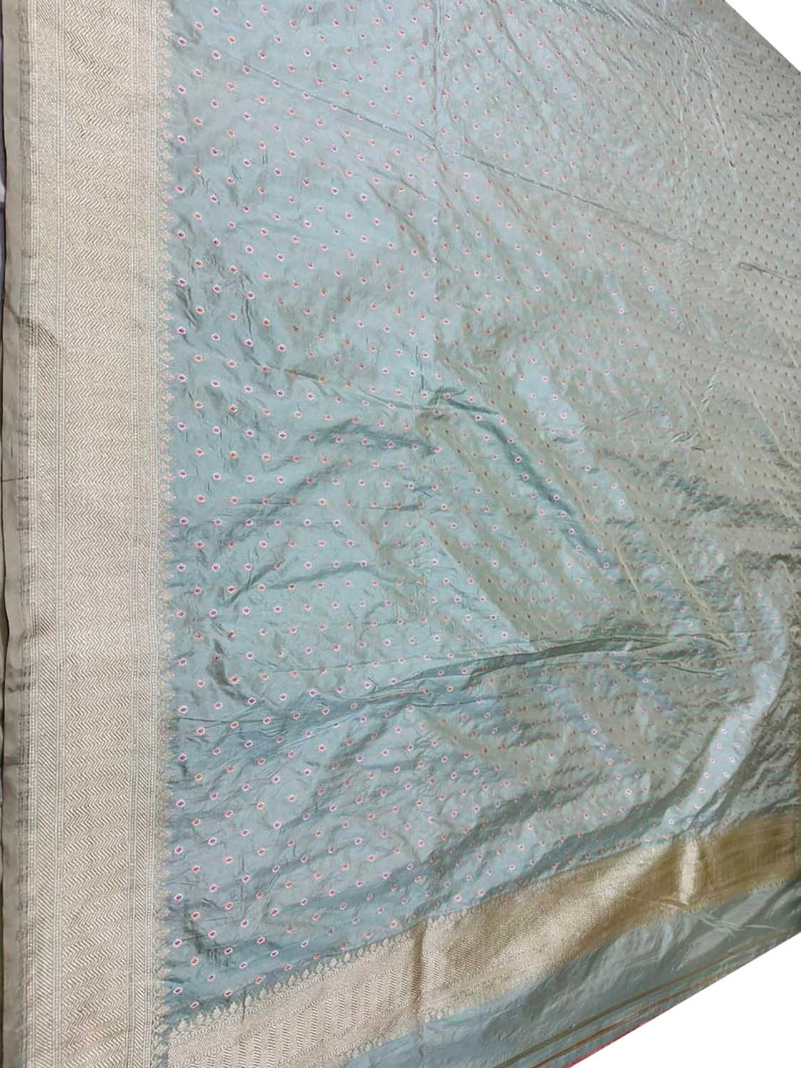 Blue Handloom Banarasi Pure Katan Silk Dupatta - Luxurion World