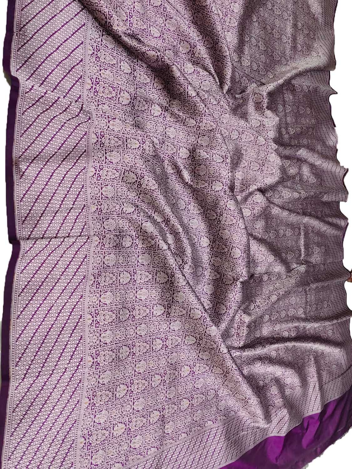 Purple Handloom Banarasi Pure Katan Silk Dupatta - Luxurion World