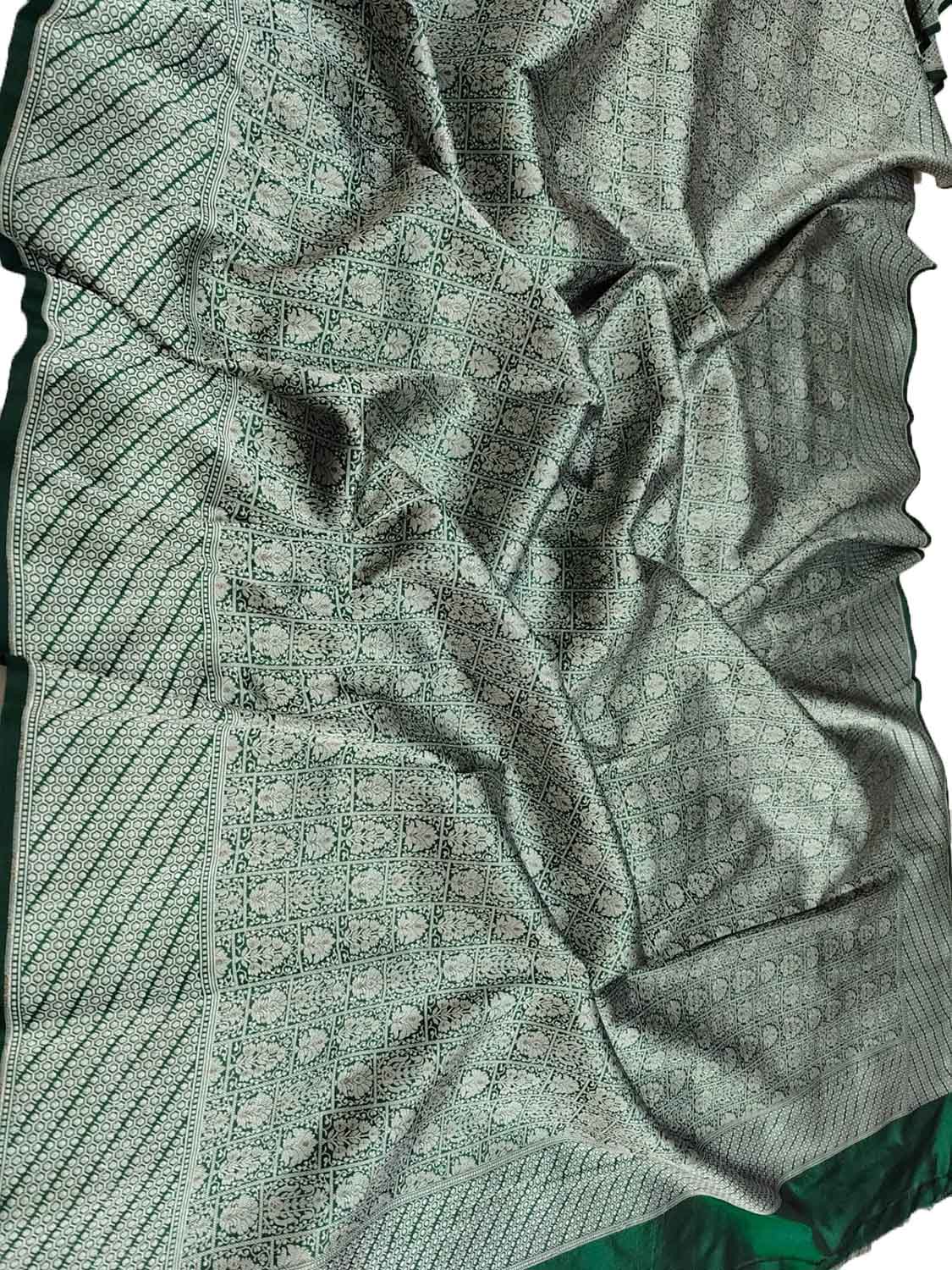 Green Handloom Banarasi Pure Katan Silk Dupatta - Luxurion World