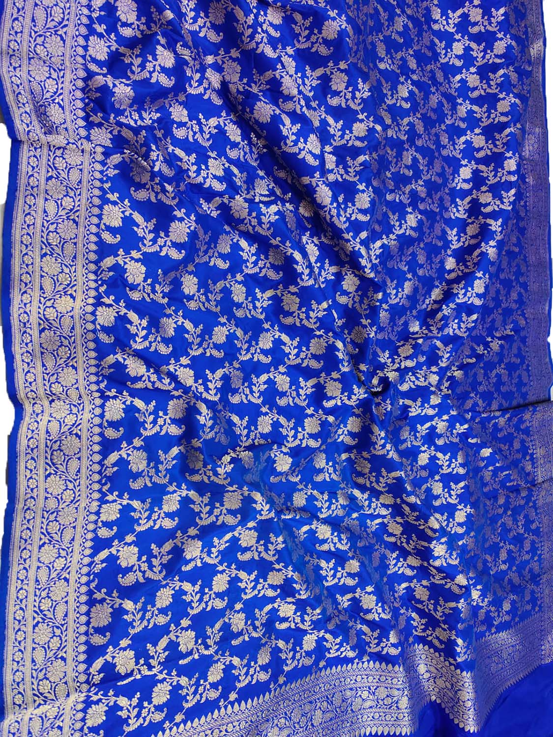Blue Handloom Banarasi Pure Katan Silk Dupatta - Luxurion World