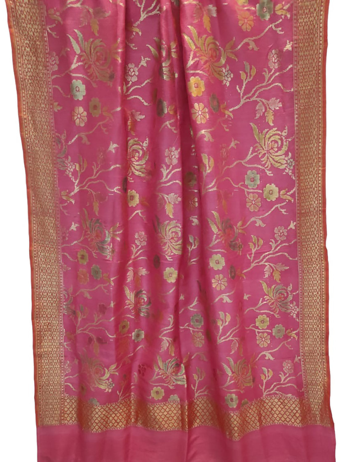 Pure Moonga Silk Brush Dye Dupatta in Pink Banarasi Handloom: Elegant Ethnic Wear - Luxurion World