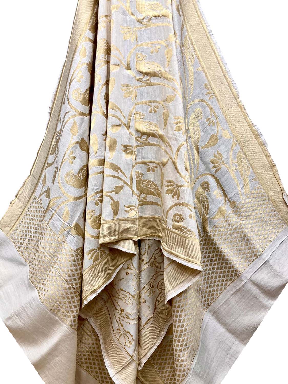 Dyeable Banarasi Handloom Moonga Silk Dupatta - Luxurion World