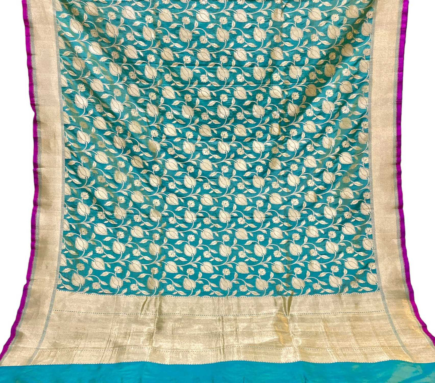 Blue Banarasi Handloom Pure Katan Silk Dupatta - Luxurion World