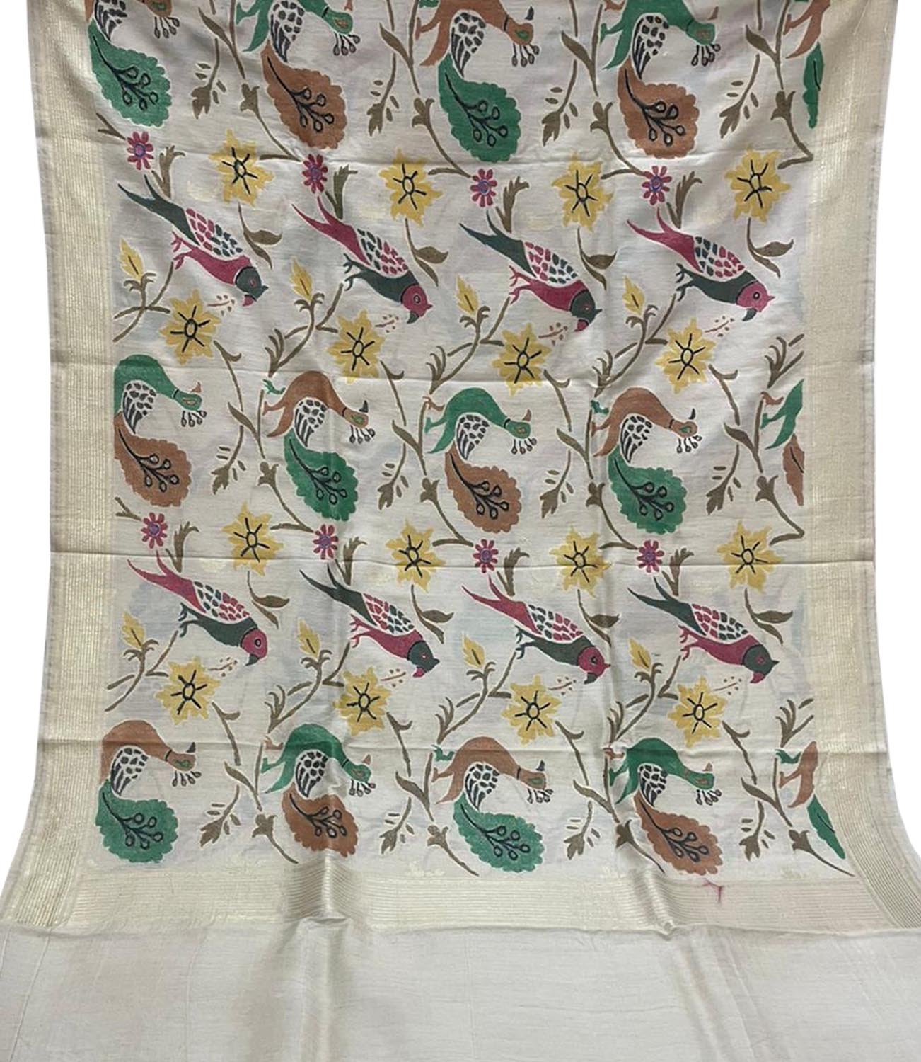 Pastel Banarasi Handloom Brush Dye Pure Moonga Silk Dupatta - Luxurion World