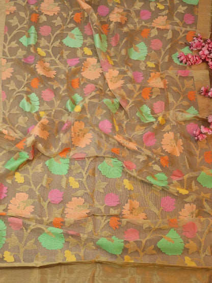 Pastel Handloom Banarasi Net Kora Silk Meenakari Dupatta - Luxurion World