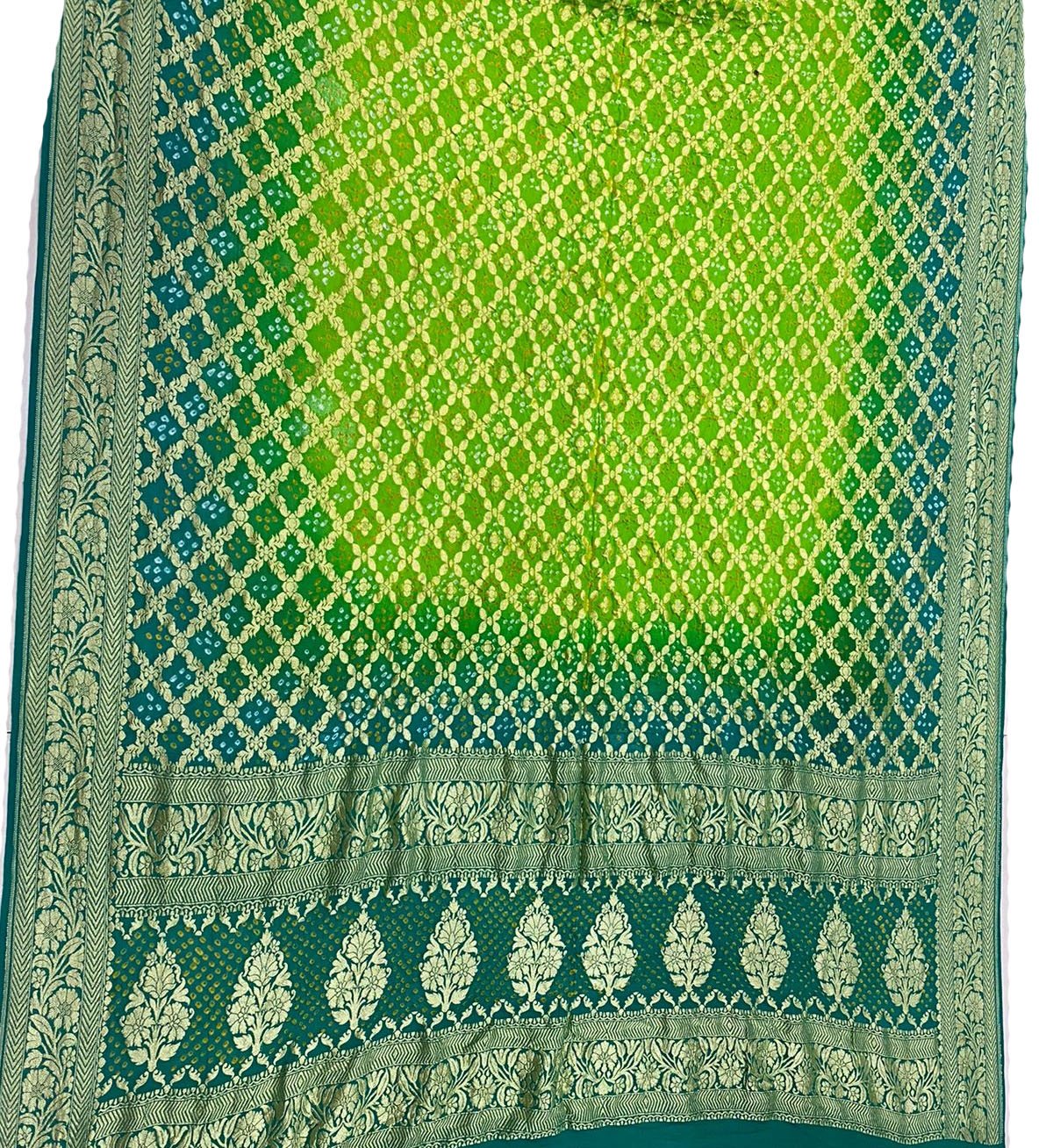 Green Bandhani Pure Georgette Dupatta - Luxurion World