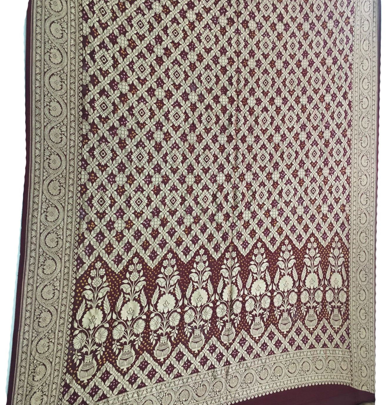 Brown Bandhani Pure Georgette Dupatta - Luxurion World