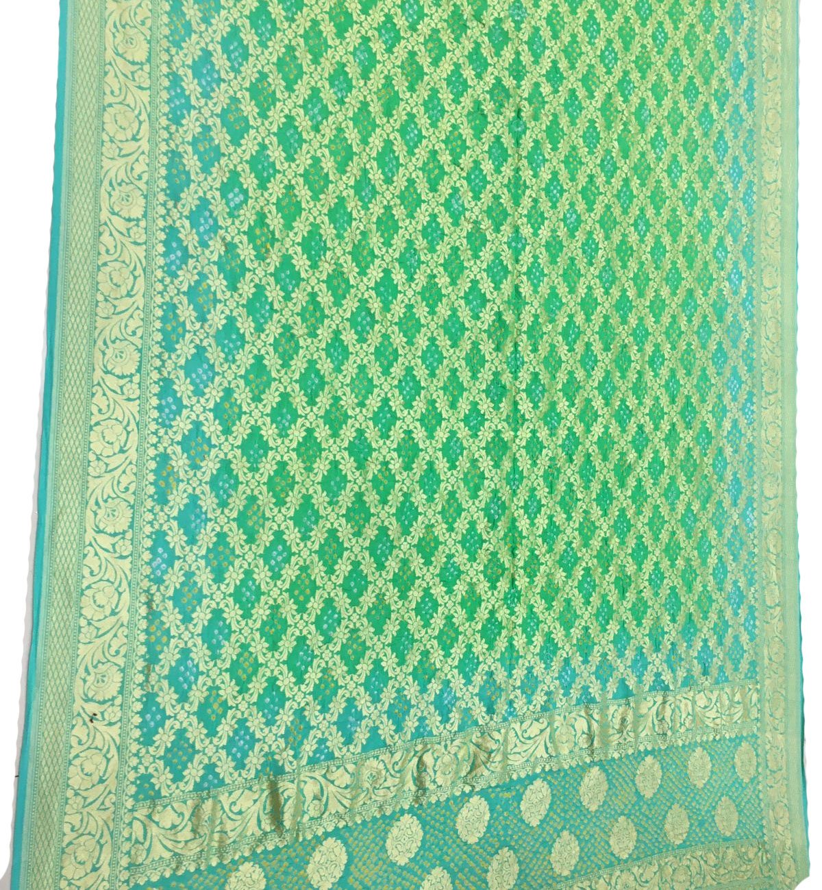 Green Bandhani Pure Georgette Dupatta - Luxurion World