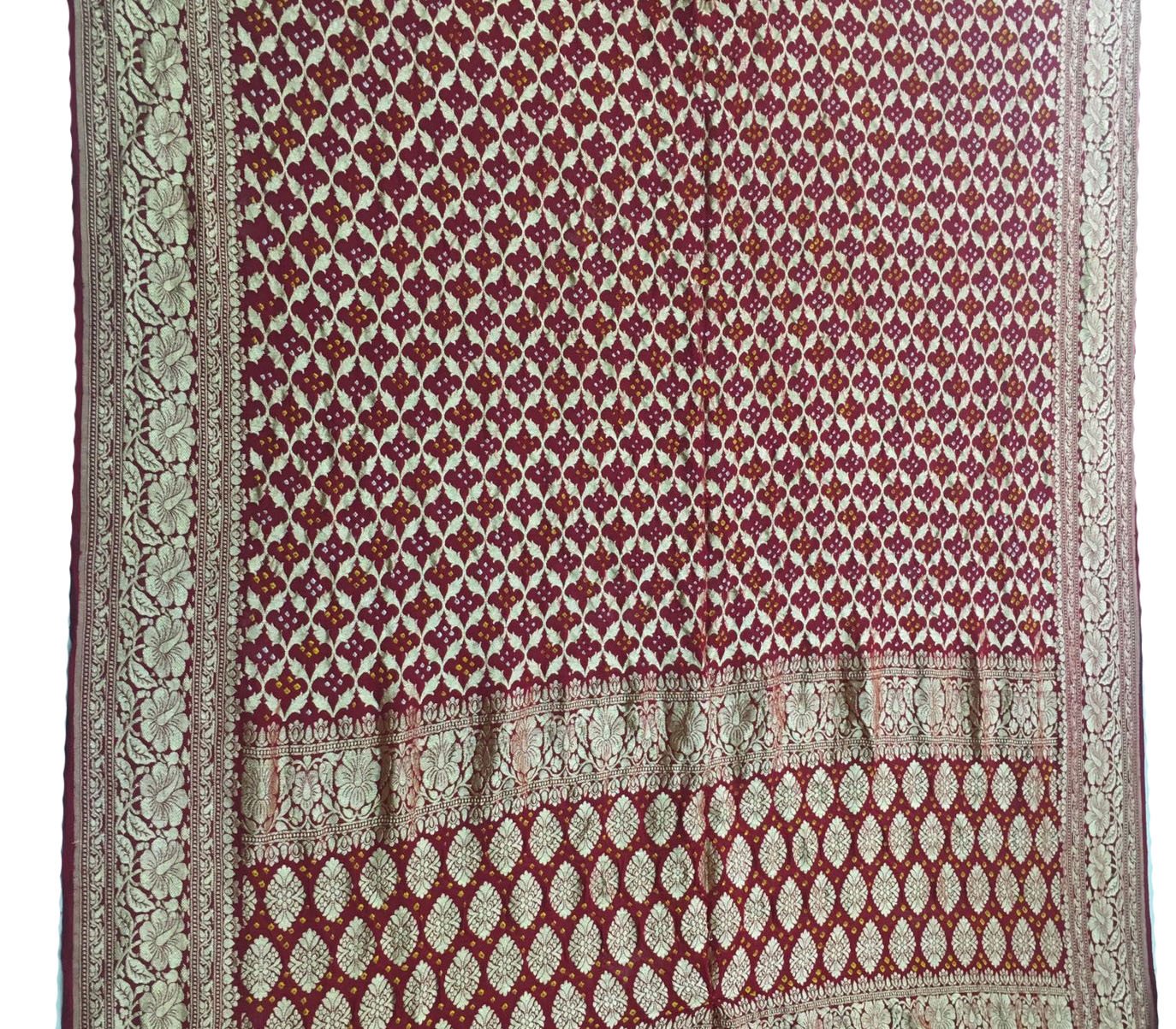 Maroon Bandhani Pure Georgette Dupatta - Luxurion World