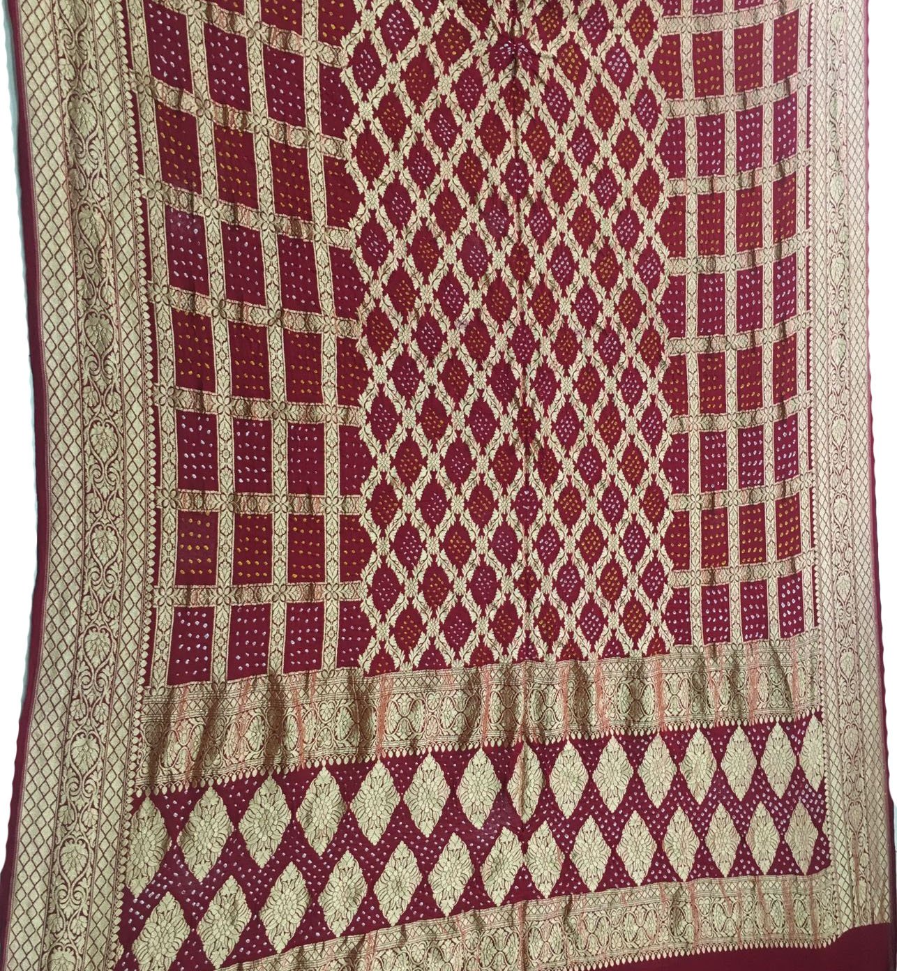 Maroon Bandhani Pure Georgette Dupatta - Luxurion World
