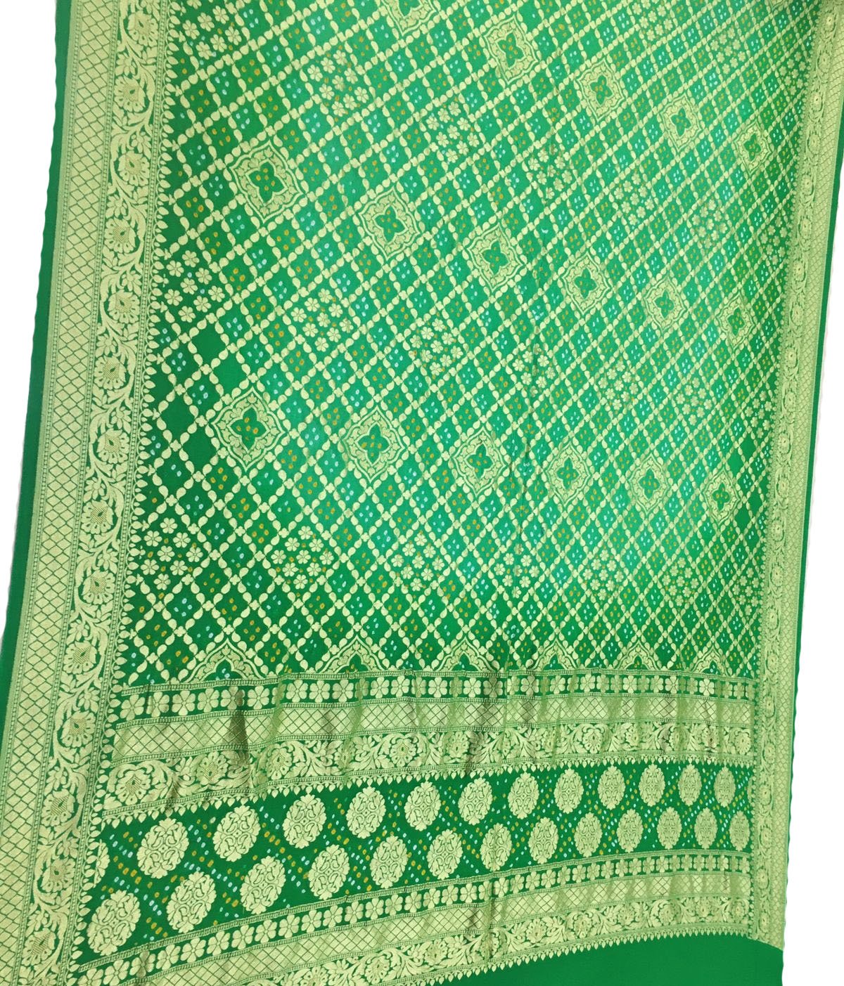 Green Bandhani Pure Georgette Dupatta - Luxurion World